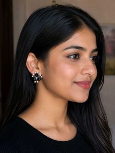 Elegant Black & White Stud Earrings