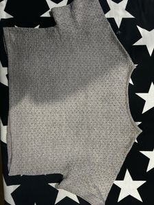 Grey Textured Cropped Top