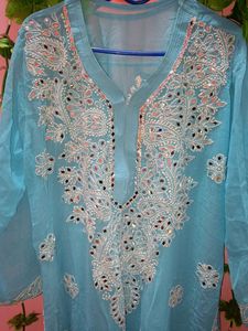 Chikankari Mirror Work Georgette Kurti