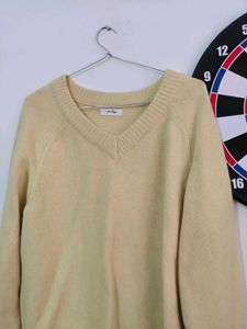 imported Cream V-Neck Knit Sweater