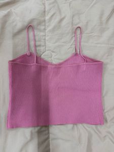 Cute Pink Ribbed Cami Top