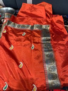 Elegant Orange Banarsi Silk Saree