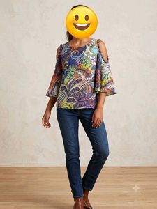 Vibrant Cold Shoulder Boho Blouse