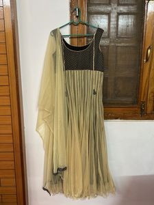 Elegant Beige &amp; Black anarkali