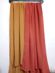 Two Hijabs For Women With Mustard And Coral Colour