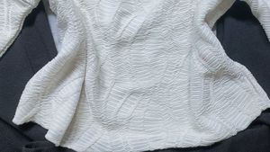 White Textured Long Sleeve Top