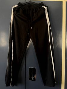 Black Track Pants with White Stripes