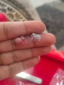 92.5 silver Cute Elephant Stud Earrings