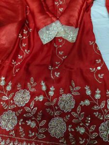 Elegant Red Embroidered sharara kurta set