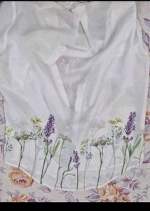 White Floral Print Button-Up Shirt