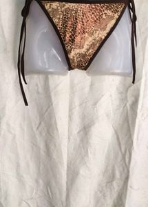 411124. Snake Print Tie-Side Bikini Bottom