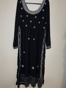 Black &amp; white embroidered kurta with sharara