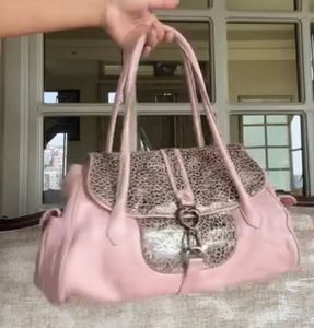 Chic Lovecat Pink Leopard Print Handbag