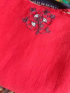 Elegant Red Embroidered Saree