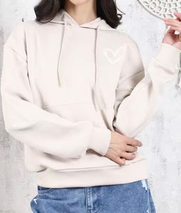 Shein Cream Hoodie with Heart Graphic