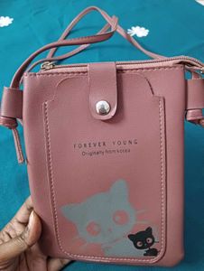 Cute Pink Cat Crossbody Wallet