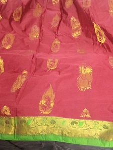 pattu saree vibrant red with gold border