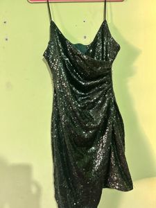 Sparkling Emerald Sequin Party Dress