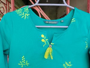 New Dark Sea Green Embroidered Kurta
