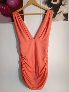 Ruched Orange international Dress