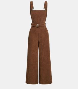 Brown Corduroy Jumpsuit with Belt