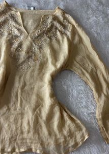 Embellished Yellow Kurta Top