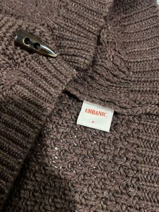 Brown Cable Knit Cardigan Sweater