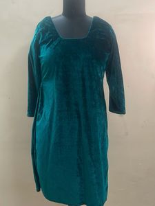 Teal Velvet Kurta