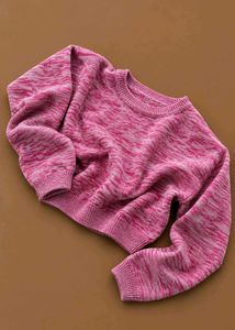 HOT PINK MARLED KNIT SWEATER