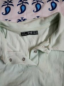 SHEin Light Green Ribbed Crop Top