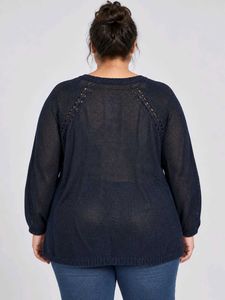 Chic Navy Blue Knit Cardigan
