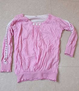 Chic Pink Smocked Waist Top