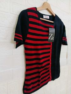 Stylish Red &amp; Black Striped Top