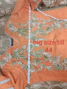Embroidered Orange Aline gownwith free set