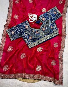 Stunning Blue Embroidered Saree