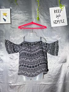 Off-Shoulder Printed Blouse