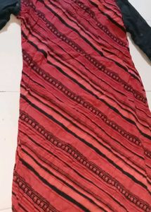 Red &amp; Black Striped Kurta