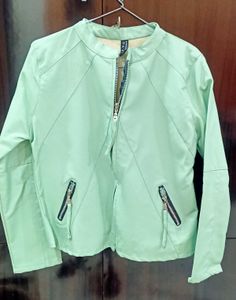 Mint Green Biker leather Jacket