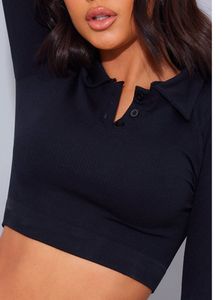 PrettyLittleThing Black Ribbed Crop Top (Size L)✨