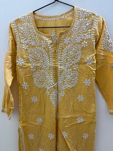 Light Yellow Handwork Chikankari Kurta