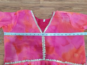 Pink Ethnic Gown With Dupatta