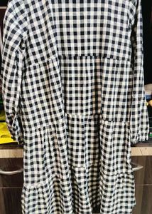 Black &amp; White Gingham Tiered Dress