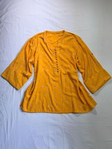 Mustard Floral Print Kurta