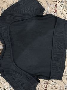 Textured Black Crop Top