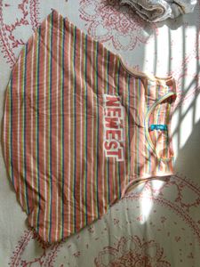 Striped Tank Top with "Newest" Graphic