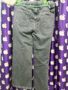 Charcoal Acid-Wash Wide-Leg Trousers