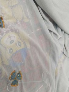 Elegant Grey floral print saree
