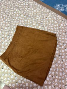 Brown Suede Mini Skirt
