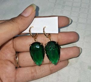 Elegant Green Gemstone Drop Earrings