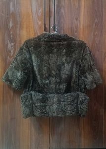 Vintage Faux Fur Short Sleeve Jacket